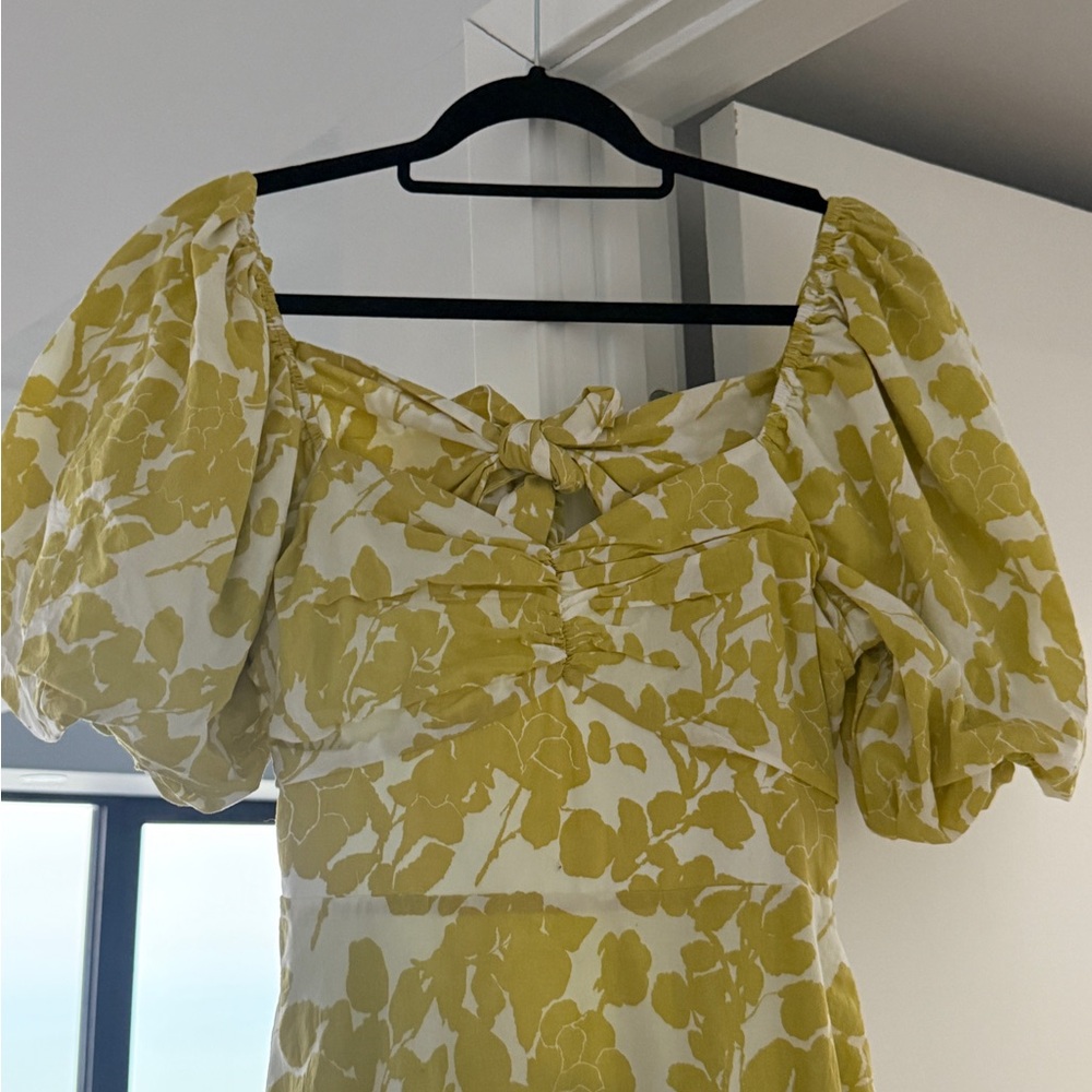 Yellow Floral Puff Sleeve Dress